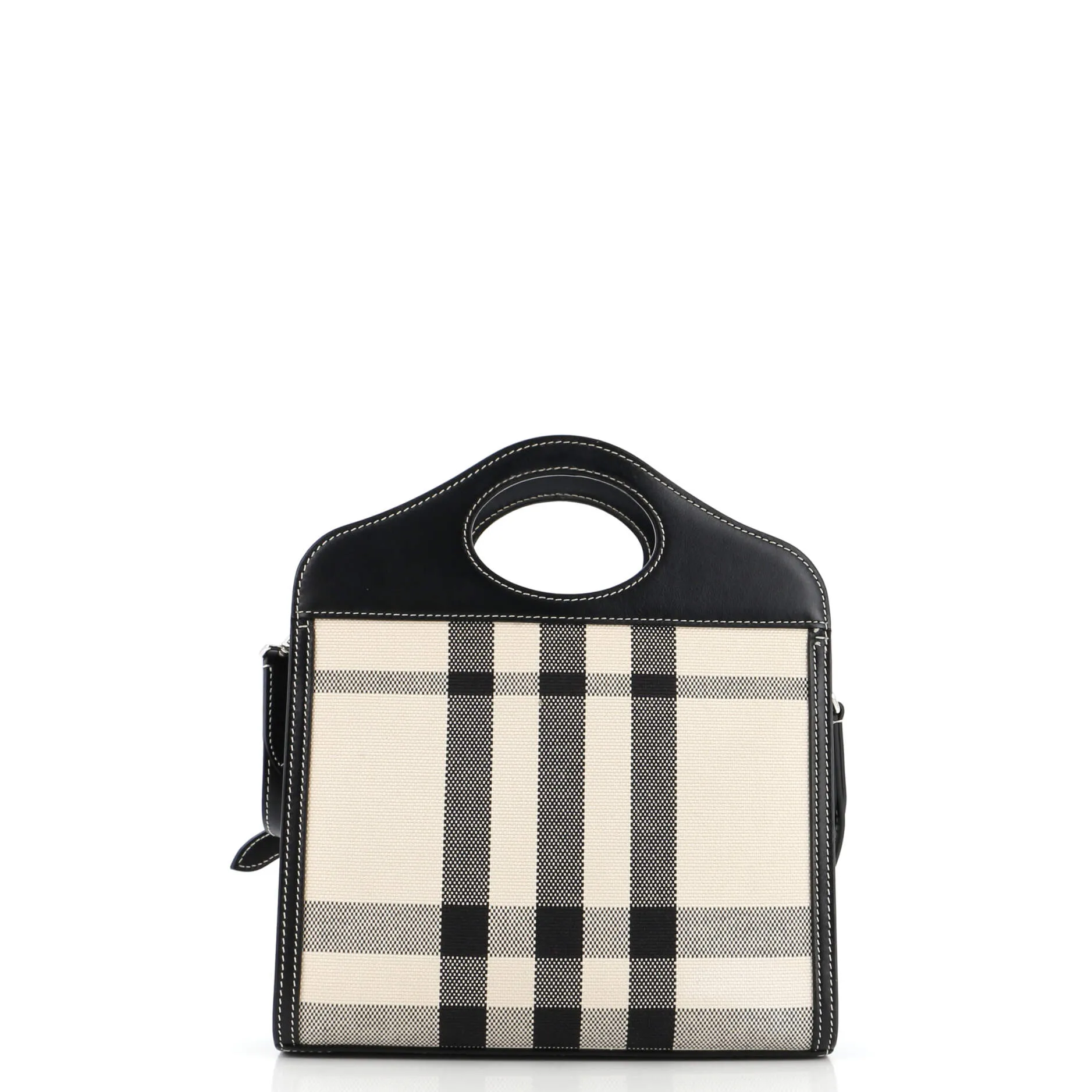 Pocket Tote Check Canvas with Leather Mini