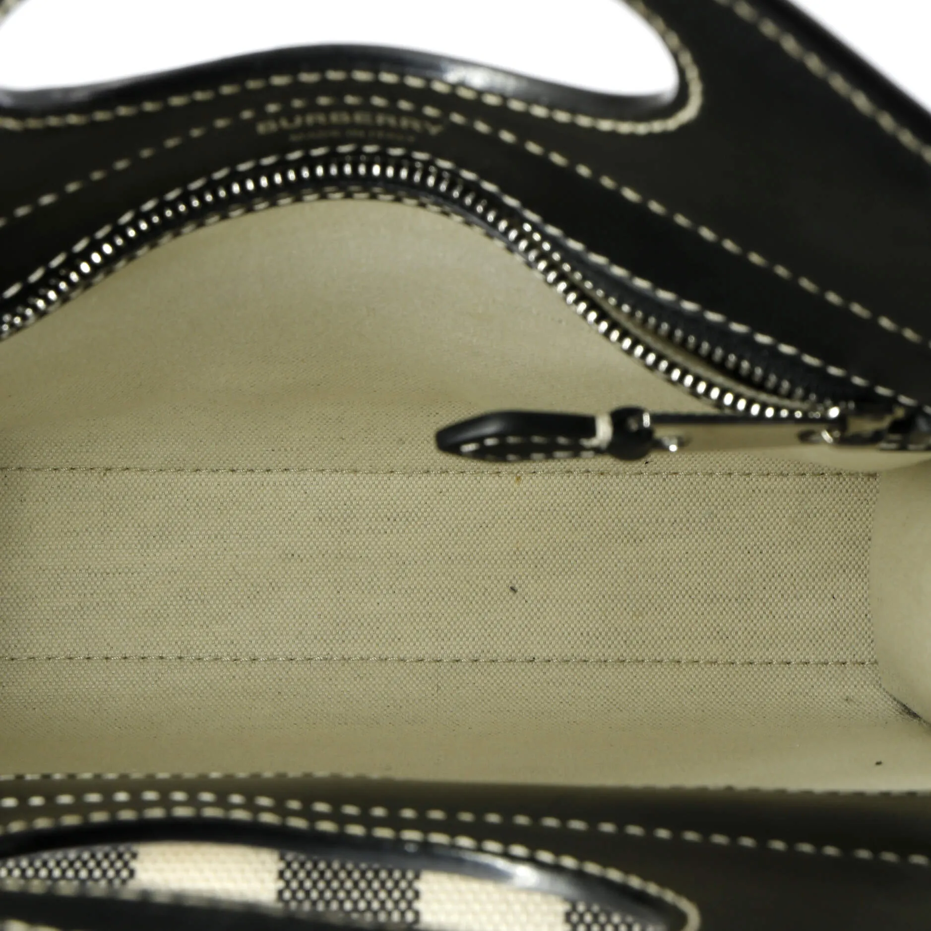 Pocket Tote Check Canvas with Leather Mini