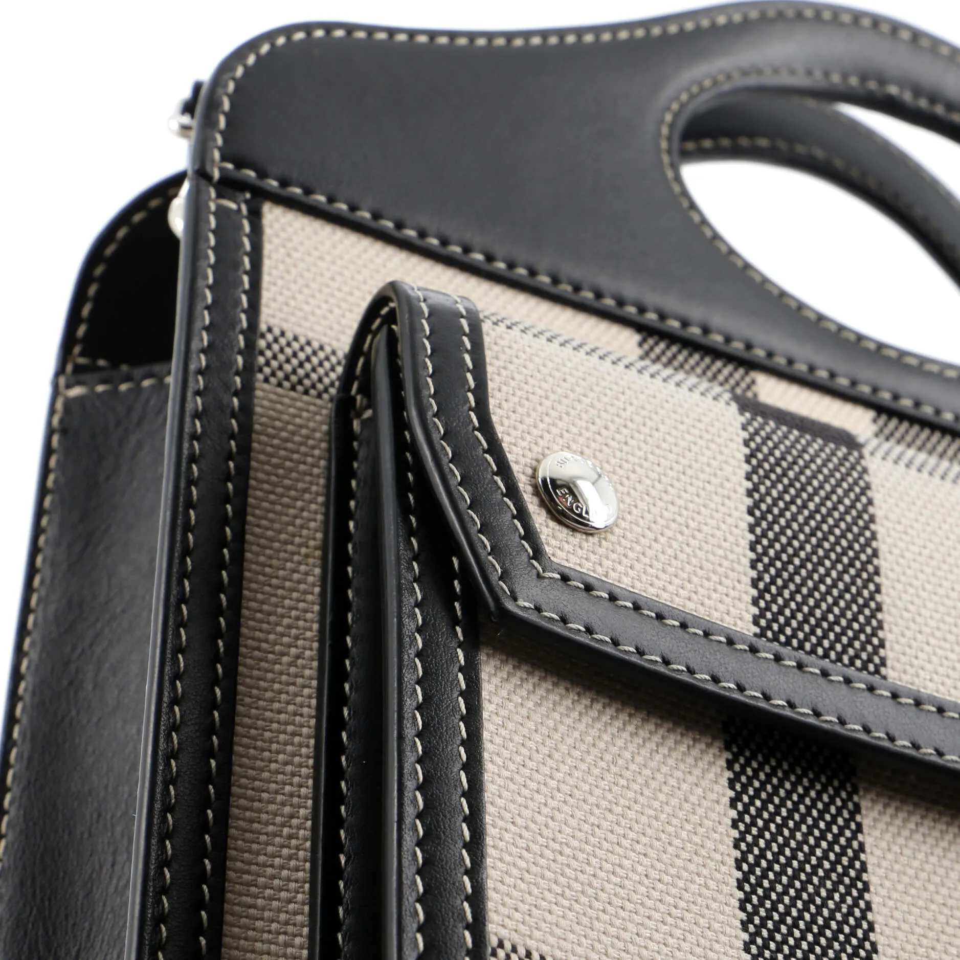 Pocket Tote Check Canvas with Leather Mini