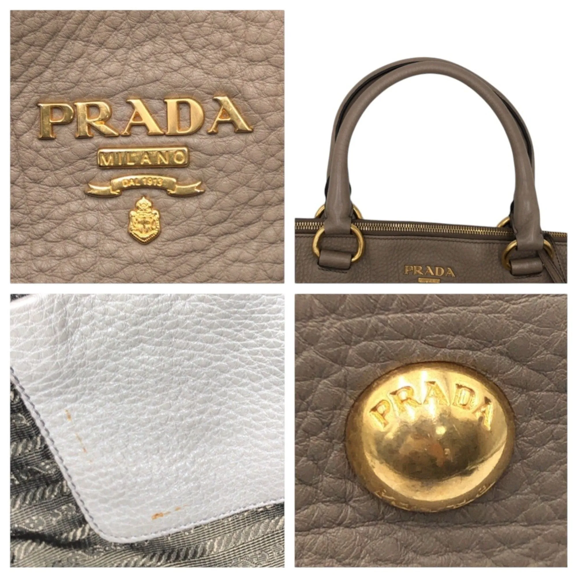 Prada Leather Handbag Tote Bag (Pre-Owned)