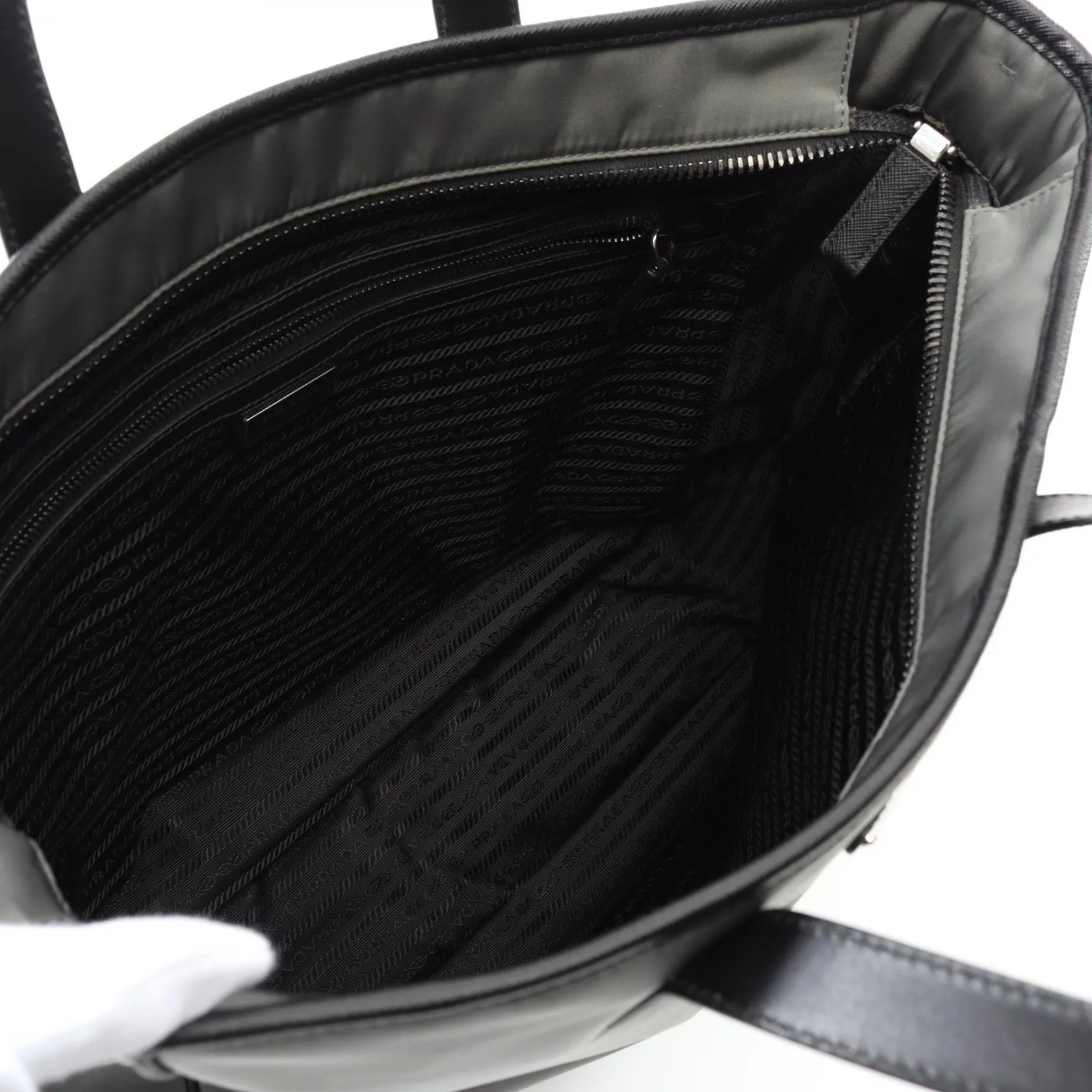 Prada Nylon Saffiano Leather Tote Bag