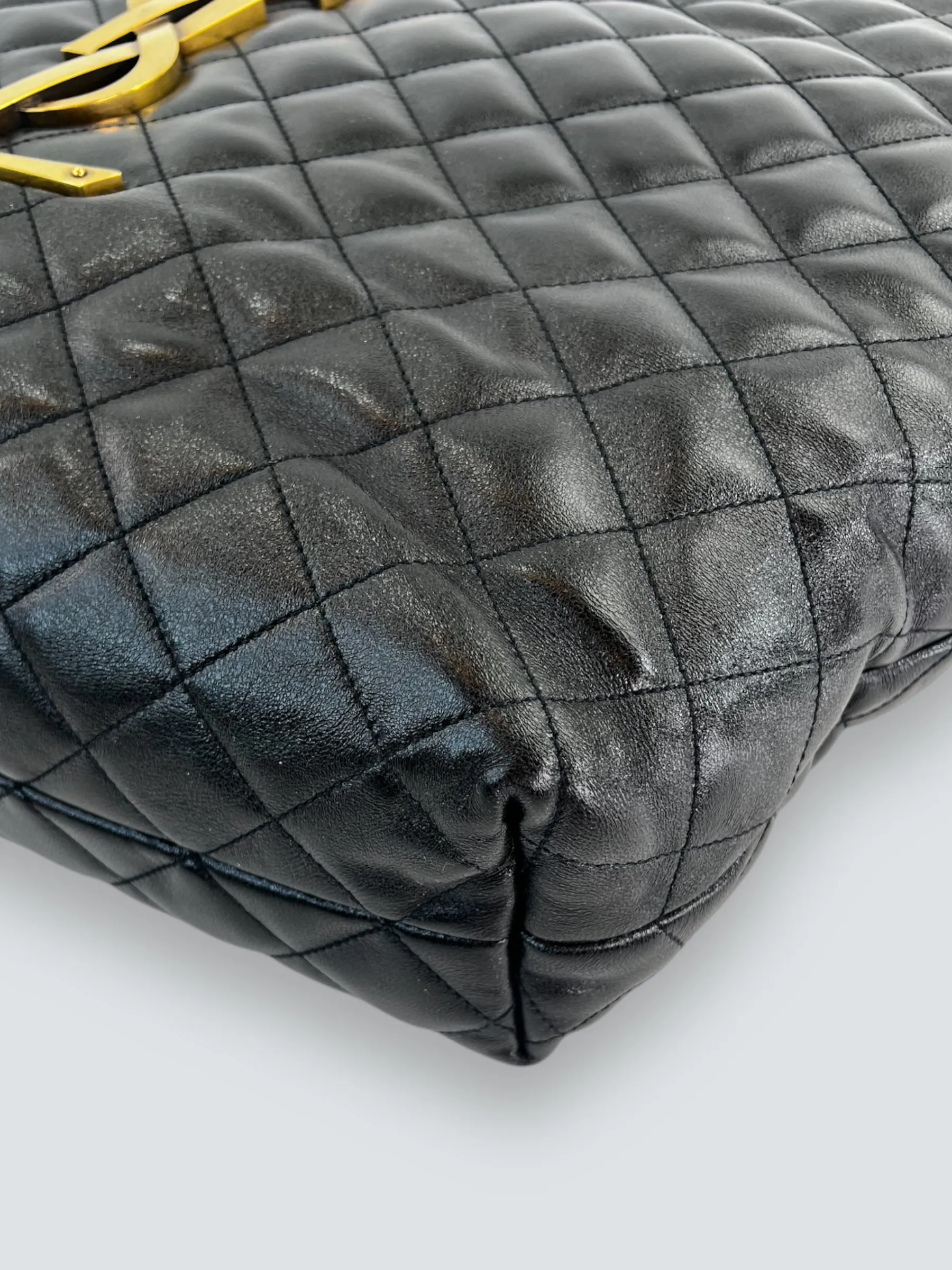 Saint Laurent Black Quilted Leather iCare Large Tote