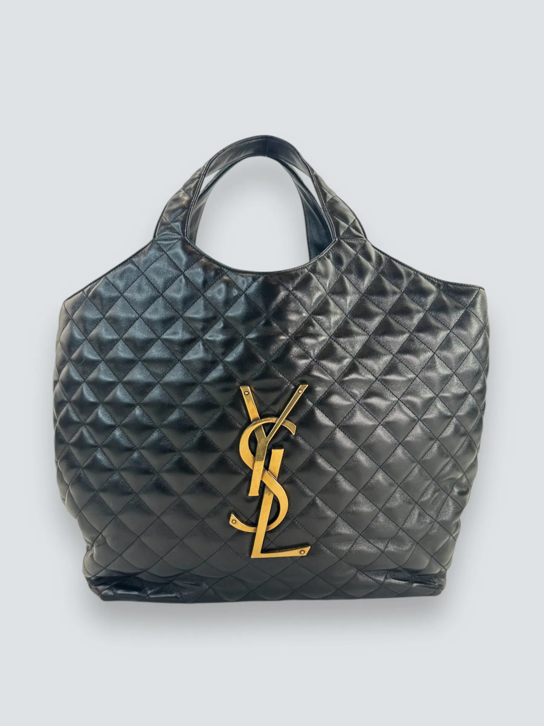 Saint Laurent Black Quilted Leather iCare Large Tote