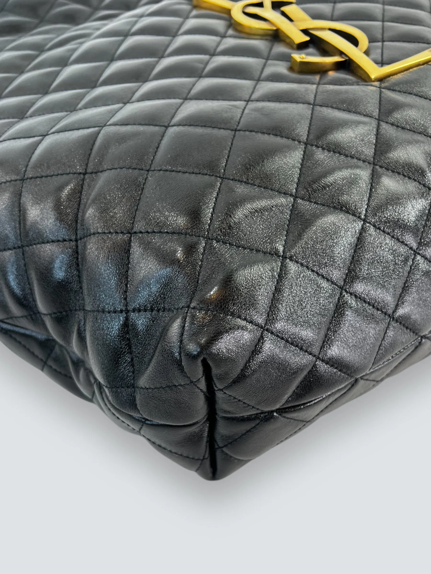 Saint Laurent Black Quilted Leather iCare Large Tote