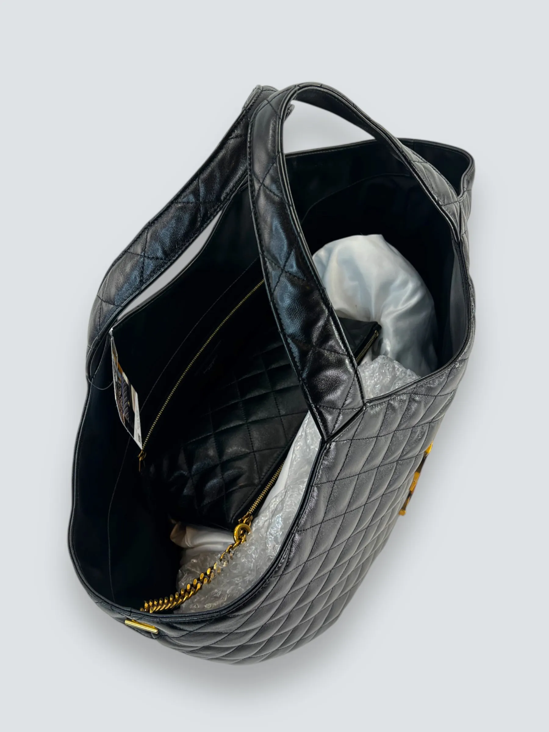 Saint Laurent Black Quilted Leather iCare Large Tote