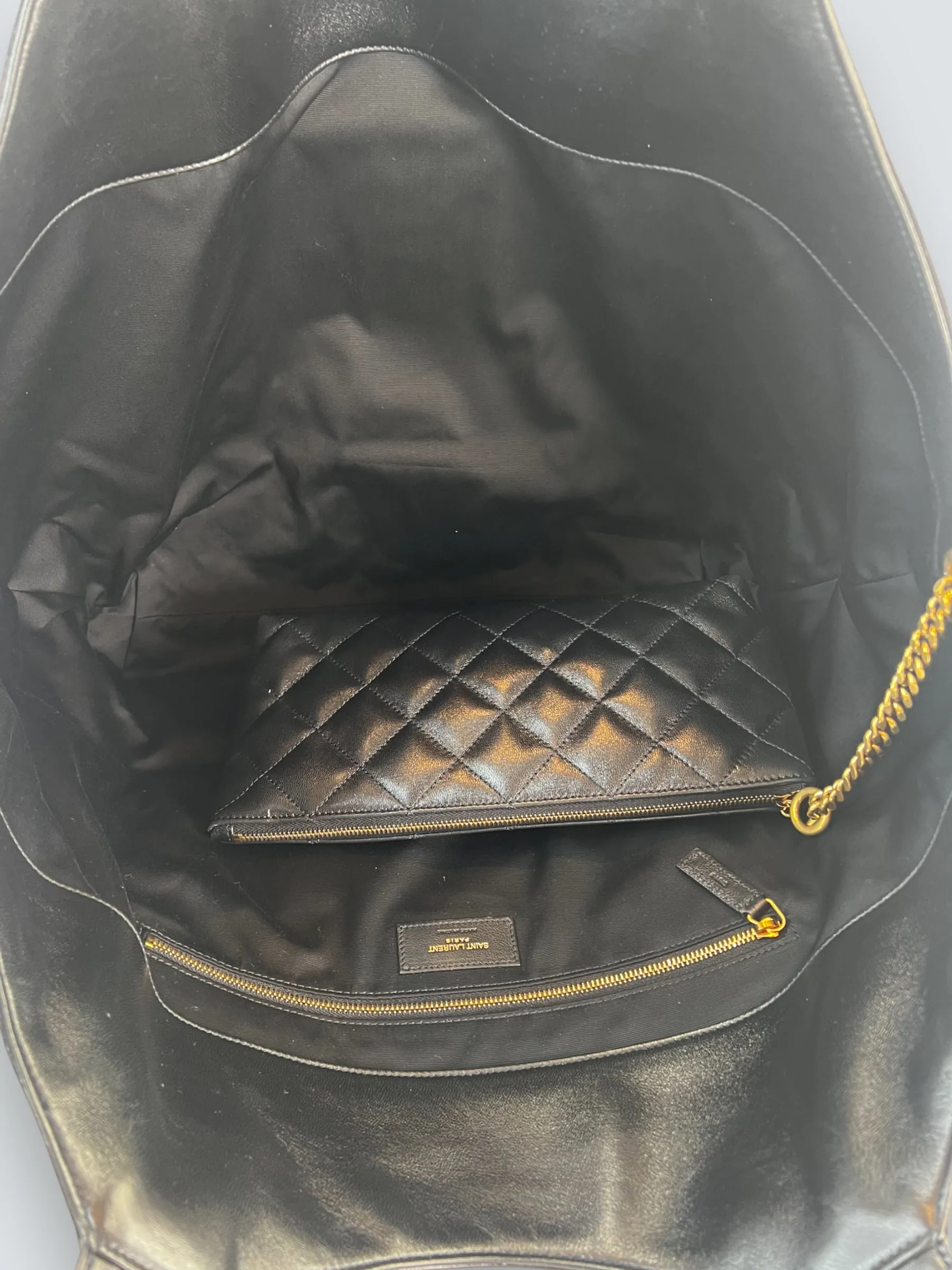 Saint Laurent Black Quilted Leather iCare Large Tote