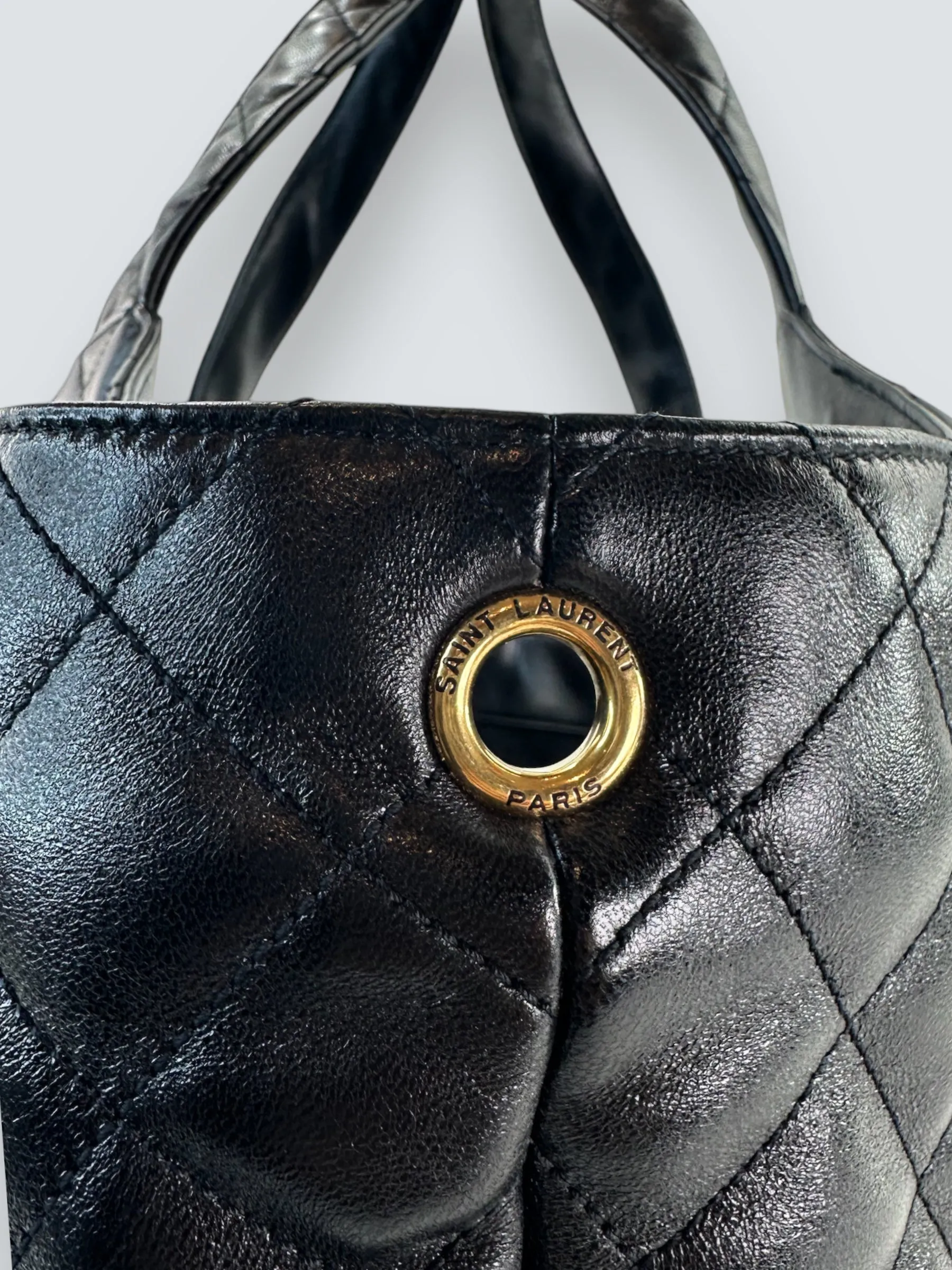 Saint Laurent Black Quilted Leather iCare Large Tote