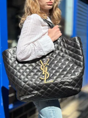 Saint Laurent Black Quilted Leather iCare Large Tote