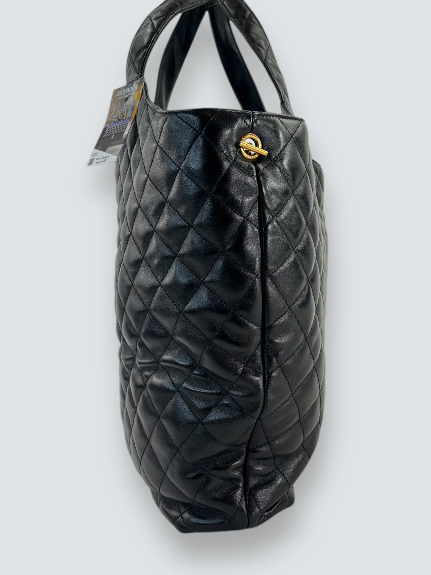 Saint Laurent Black Quilted Leather iCare Large Tote