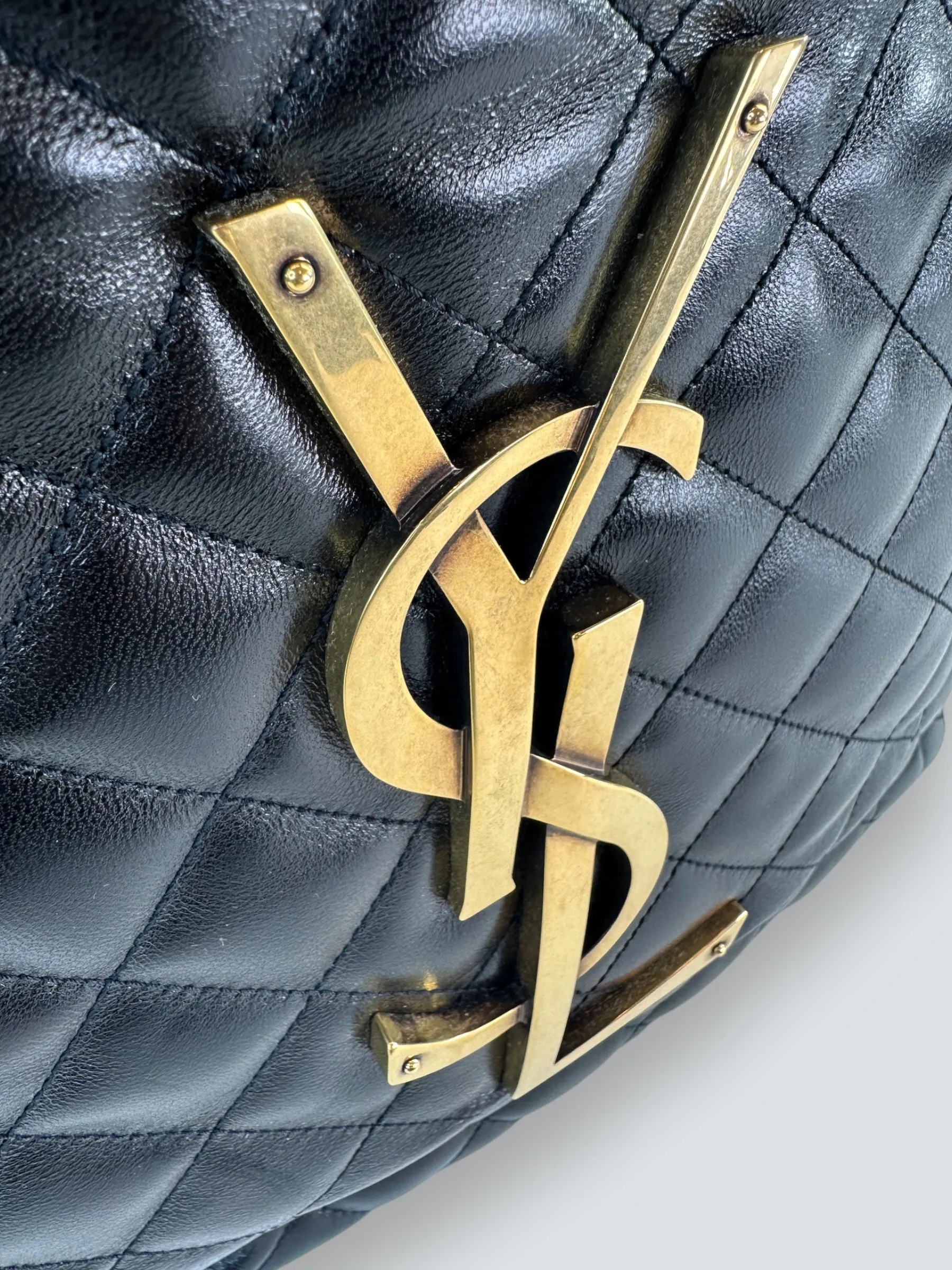 Saint Laurent Black Quilted Leather iCare Large Tote