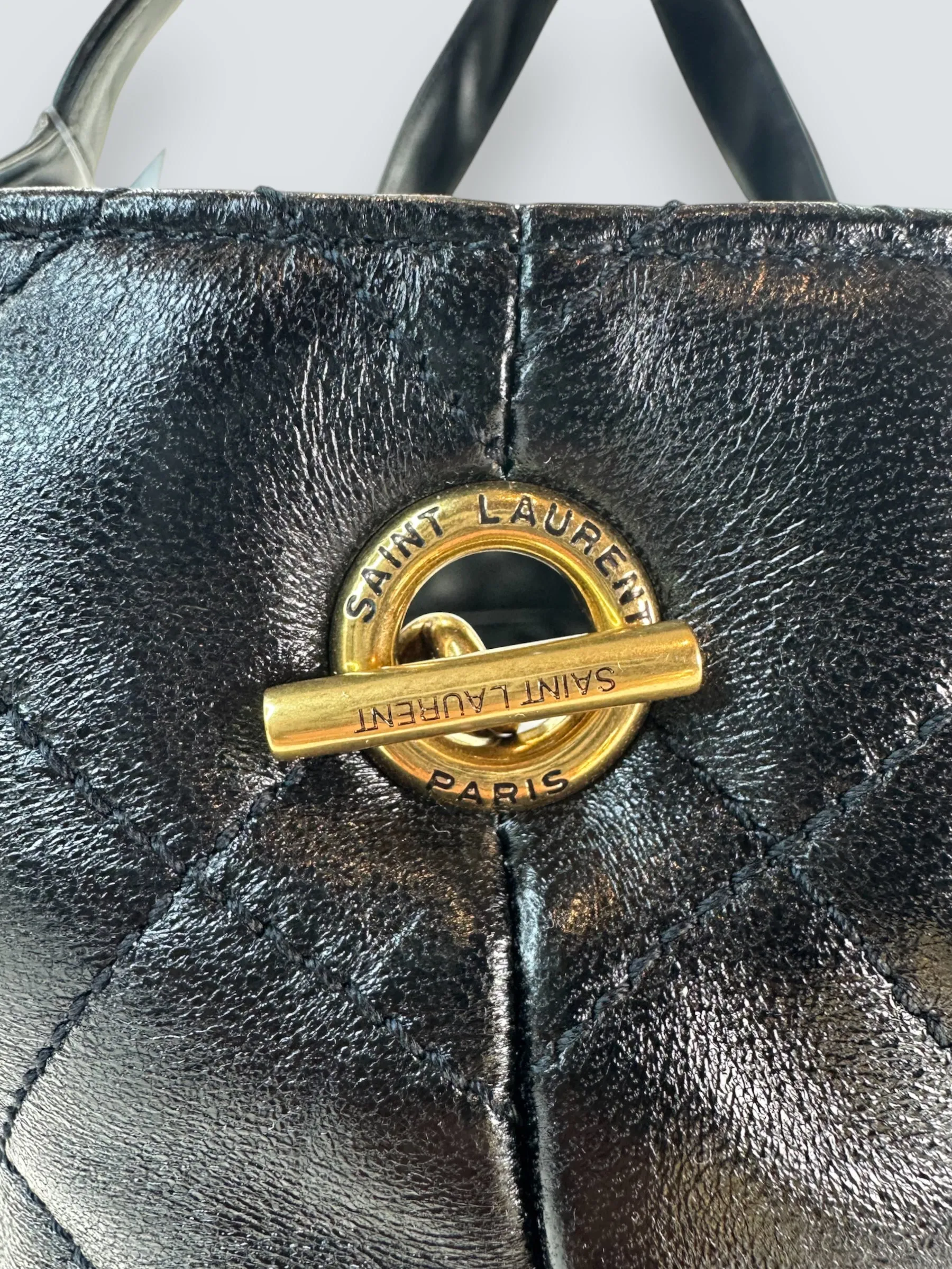 Saint Laurent Black Quilted Leather iCare Large Tote