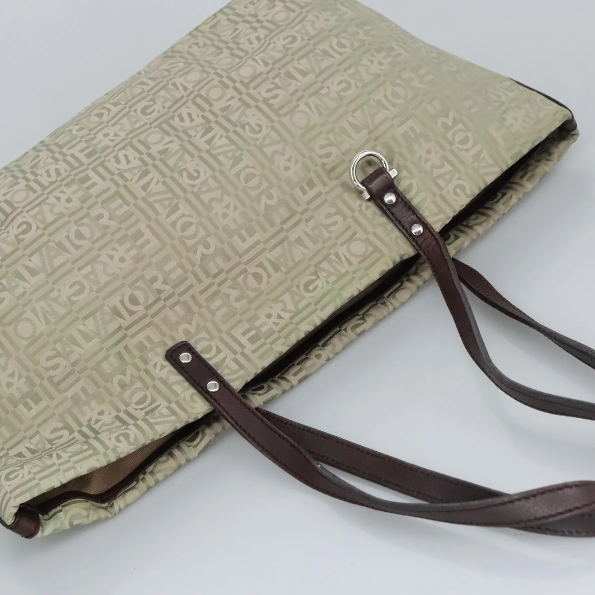Salvatore Ferragamo Gancini  Canvas Tote Bag (Pre-Owned)