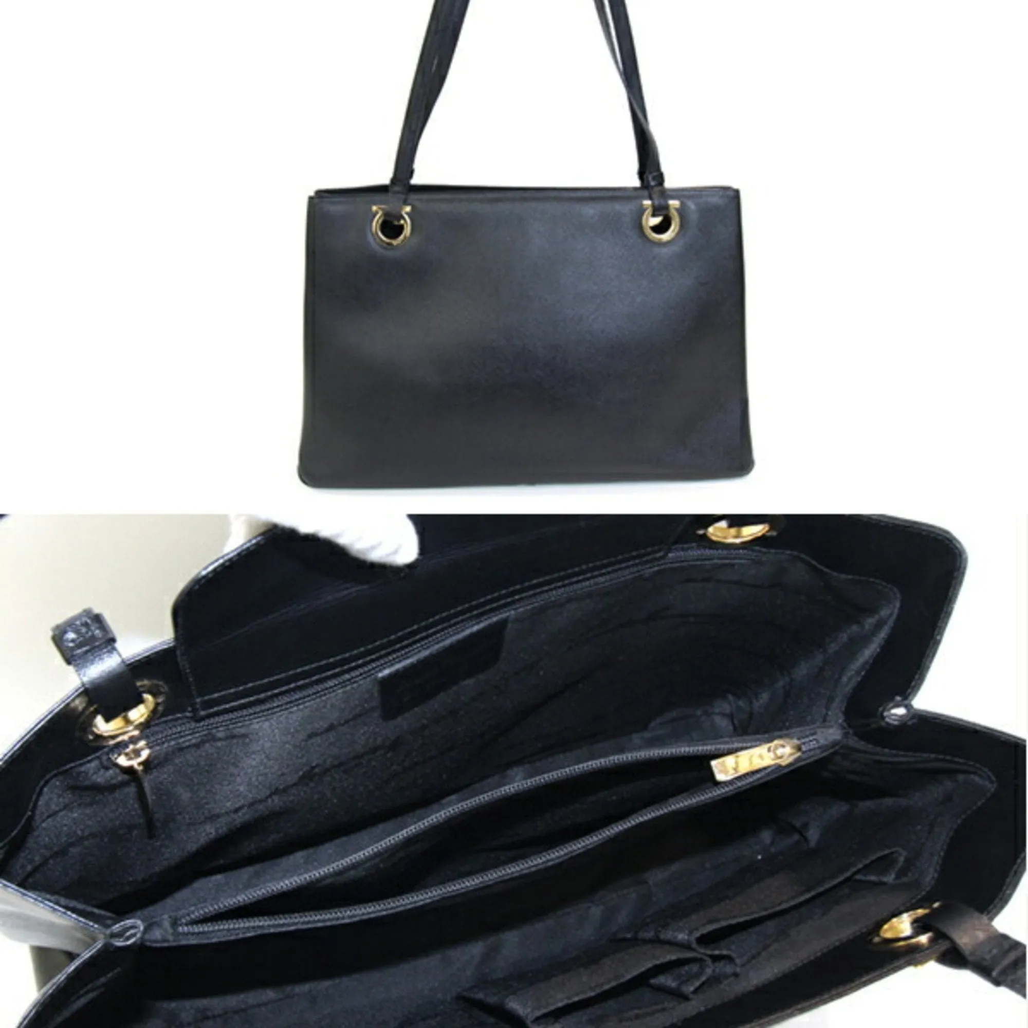 Salvatore Ferragamo Gancini Leather Tote Bag (Pre-Owned)