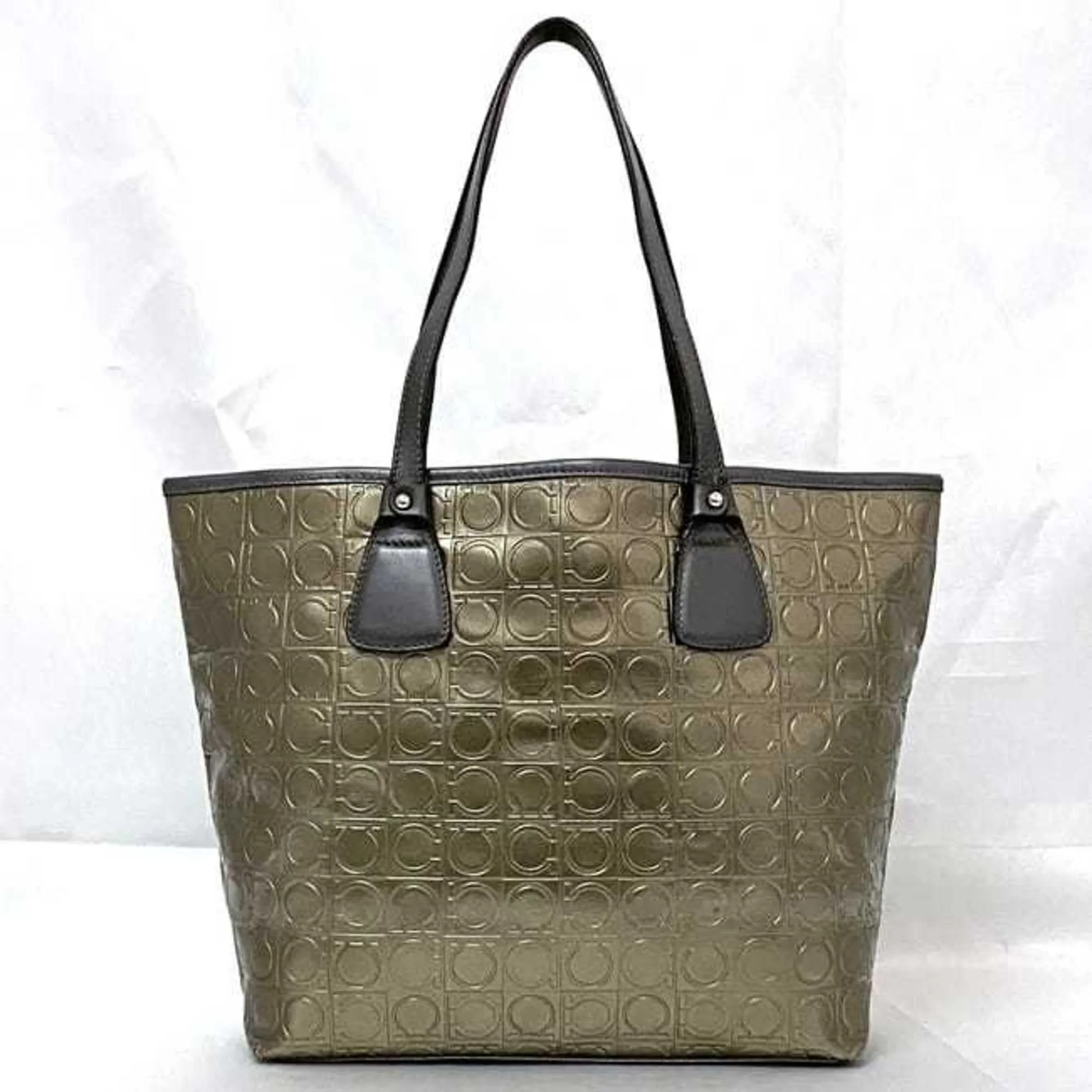 Salvatore Ferragamo gold Pvc Leather Tote Bag (Pre-Owned)