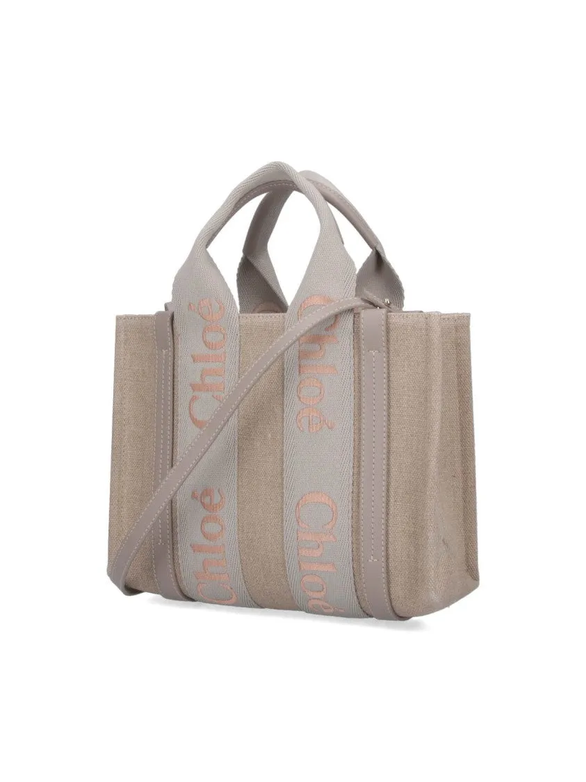 Small "Woody" Tote Bag  Beige