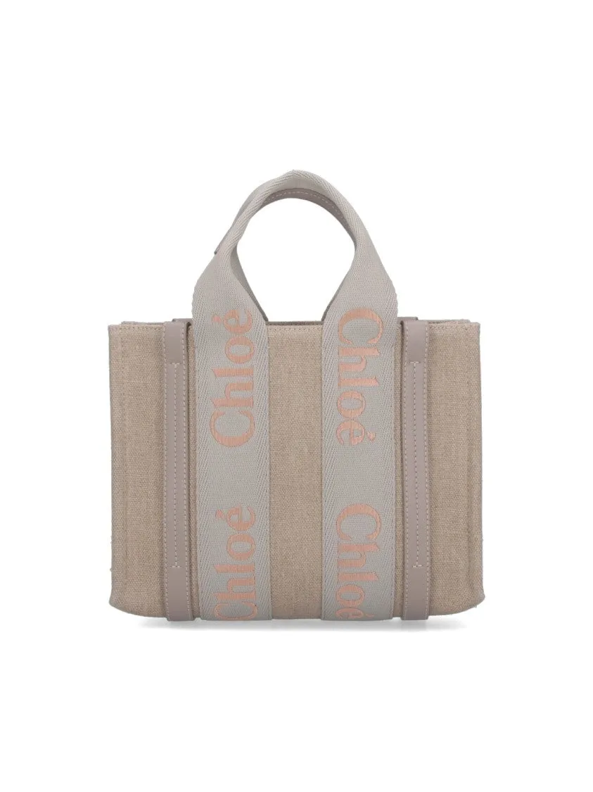 Small "Woody" Tote Bag  Beige