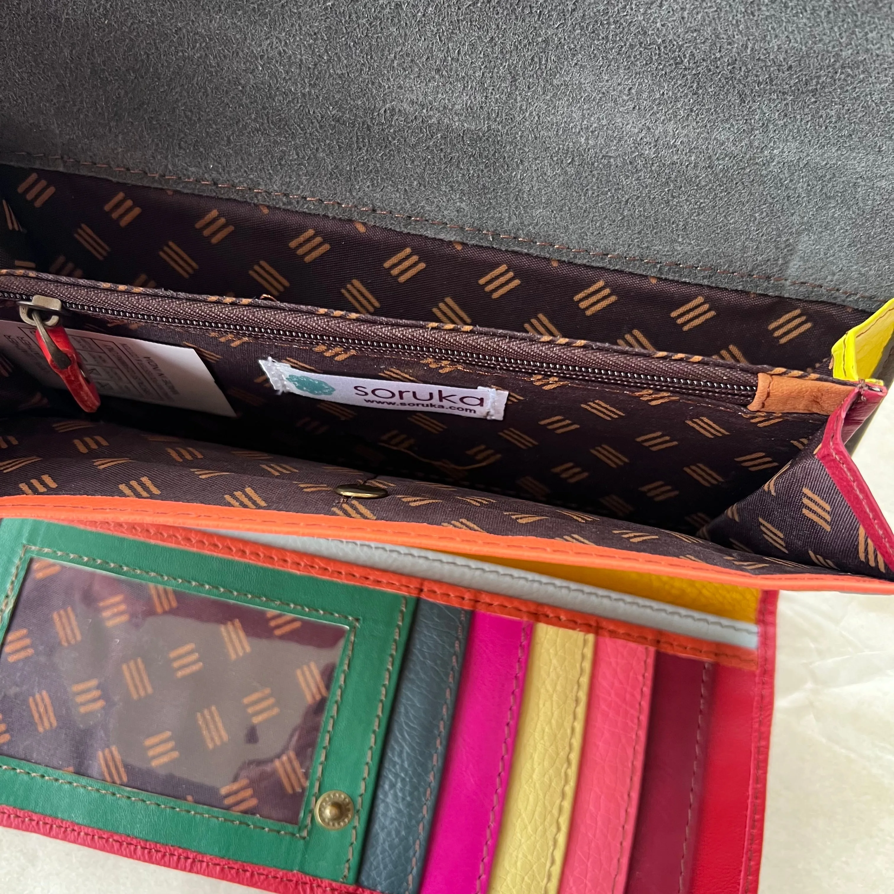 Soruka - Half Moon Wallet with Animal Print, Cranberry