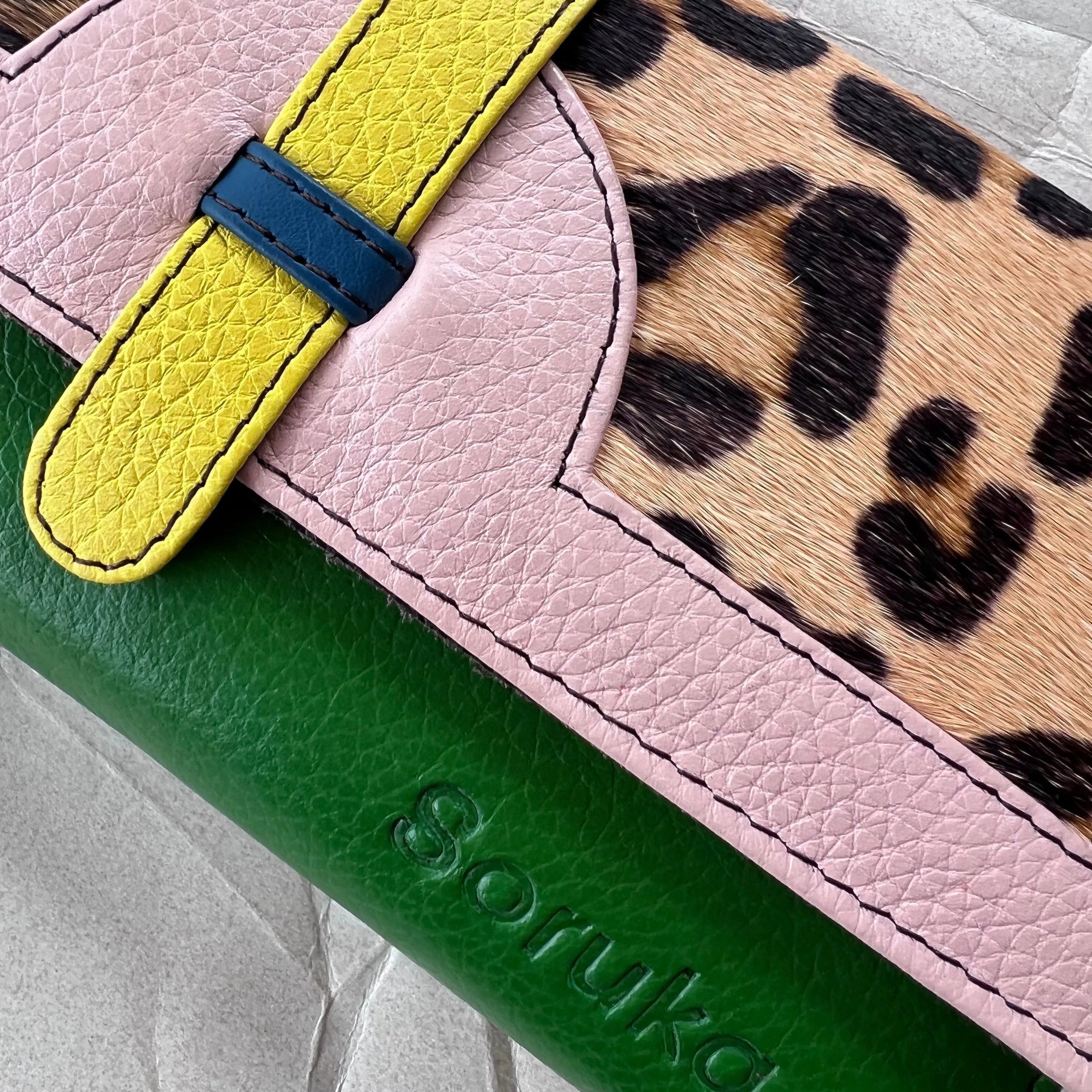 Soruka - Half Moon Wallet with Animal Print, Emerald