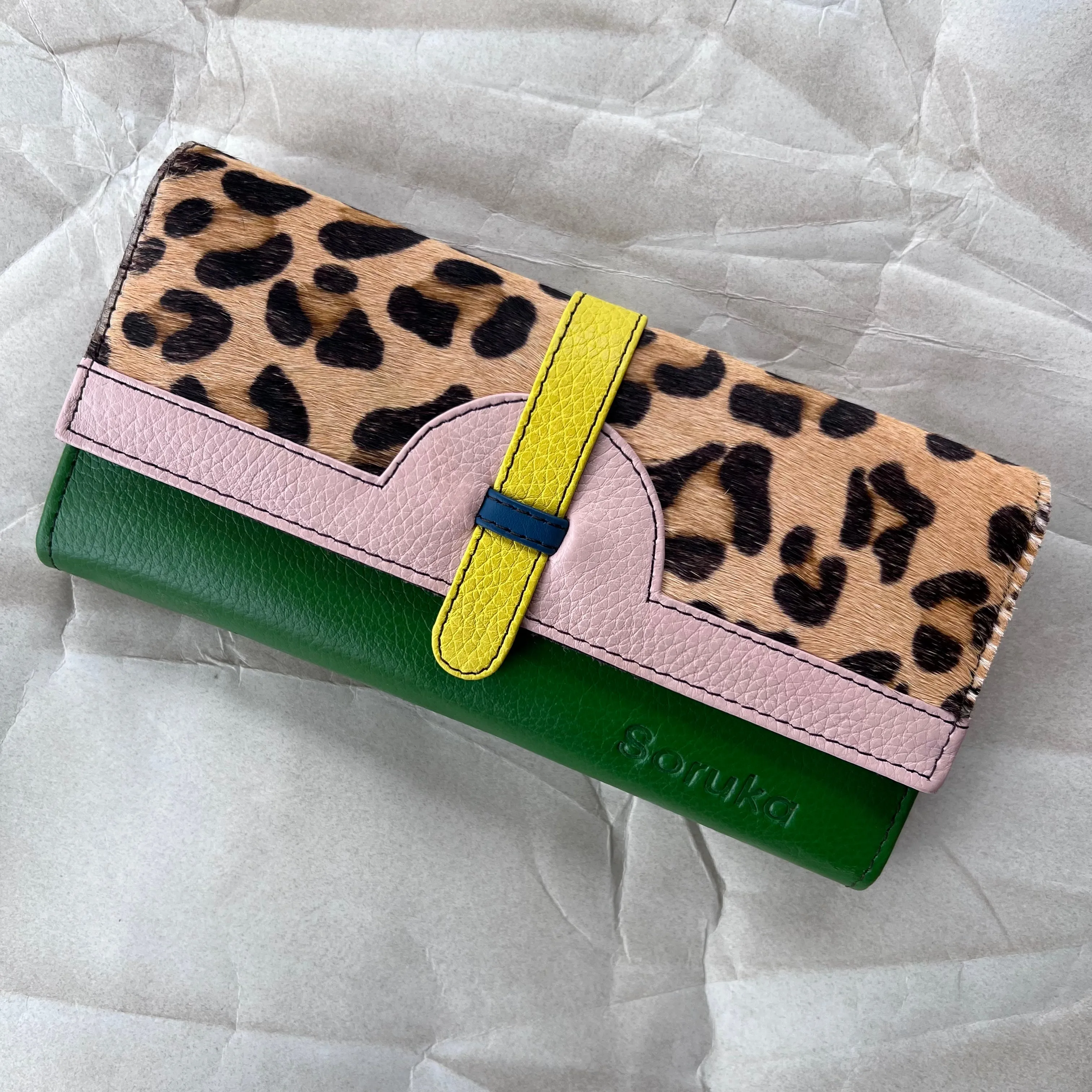 Soruka - Half Moon Wallet with Animal Print, Emerald