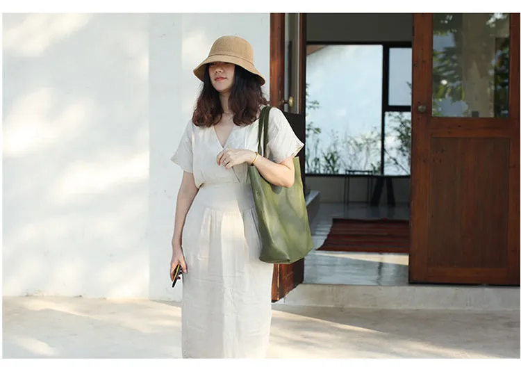 Stylish Green Leather Large Tote Bag Shopper Bag Shoulder Bag Purse For Women