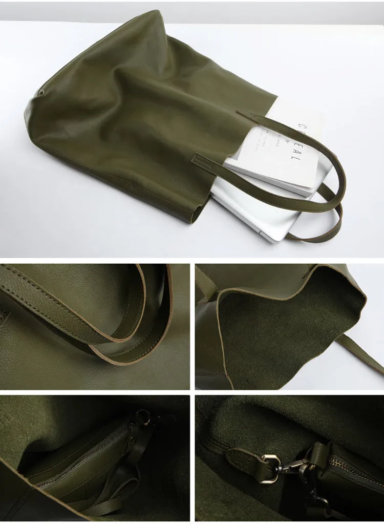 Stylish Green Leather Large Tote Bag Shopper Bag Shoulder Bag Purse For Women