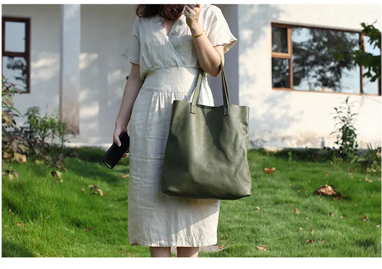 Stylish Green Leather Large Tote Bag Shopper Bag Shoulder Bag Purse For Women