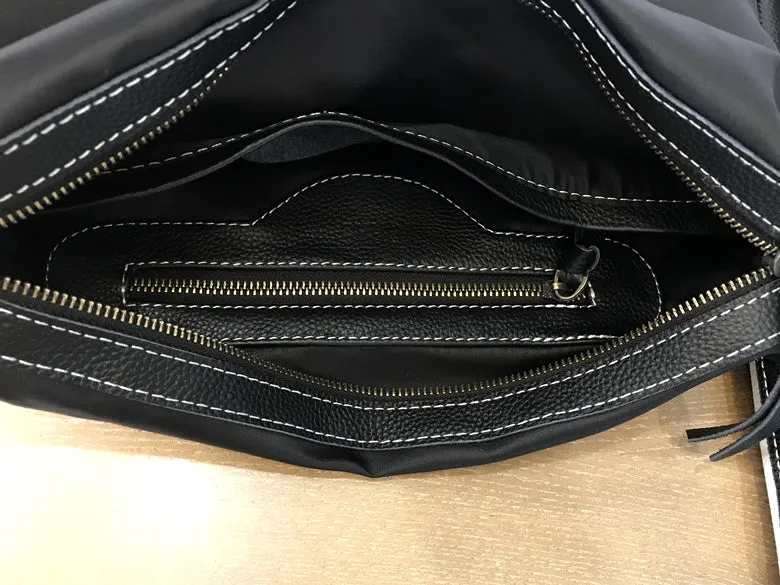 Stylish White Black Leather Tote Bag Shoulder Tote Bag Crossbody Tote Purse For Women