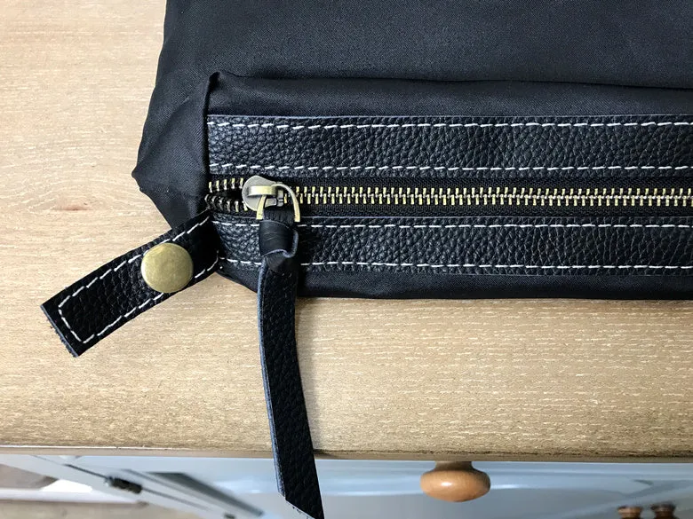 Stylish White Black Leather Tote Bag Shoulder Tote Bag Crossbody Tote Purse For Women