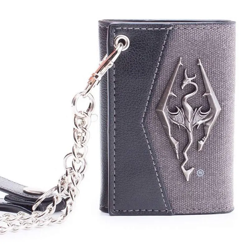 The Elder Scrolls Skyrim Chain Wallet with Metal Dragon Badge