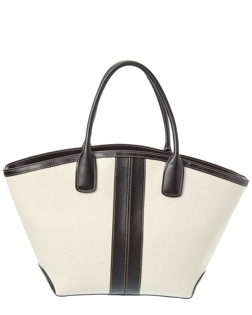 TODs Logo Media Canvas & Leather Tote