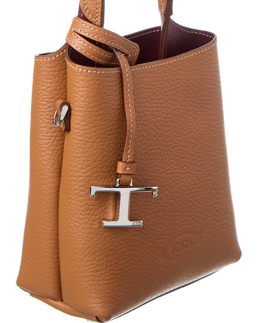 TODs Logo Micro Leather Tote