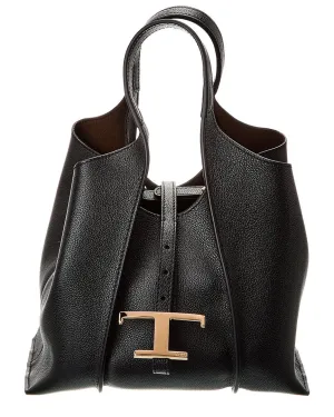 TODs T Timeless Mini Leather Tote, Black