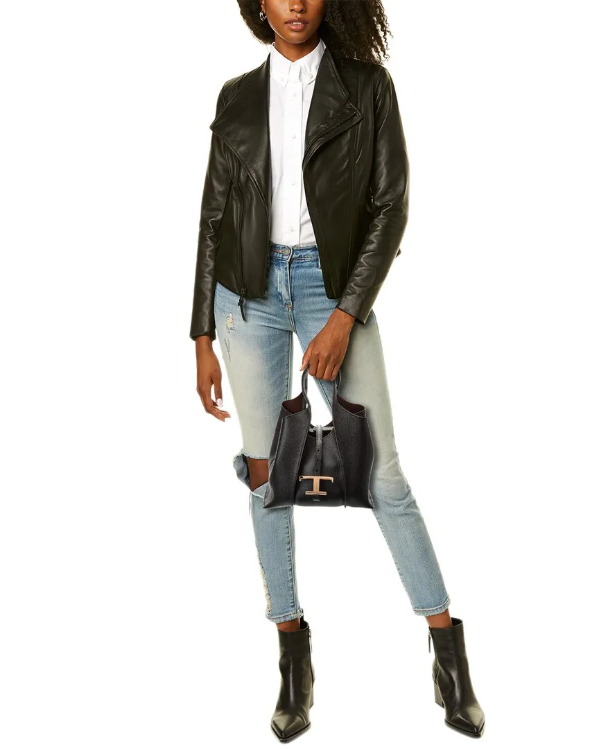 TODs T Timeless Mini Leather Tote, Black