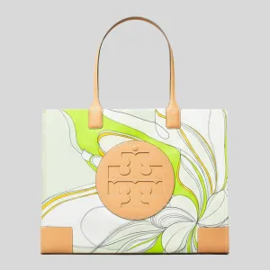 TORY BURCH Ella Tulip Printed Tote Bag Green Multi 88237