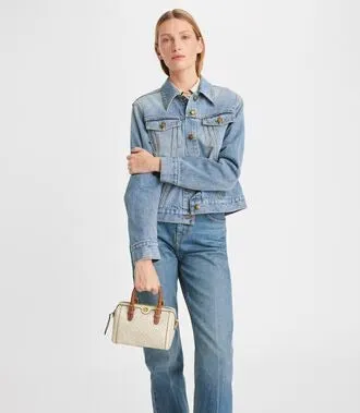 T.O.R.Y. B.U.R.C.H. MINI T MONOGRAM BARREL BAG