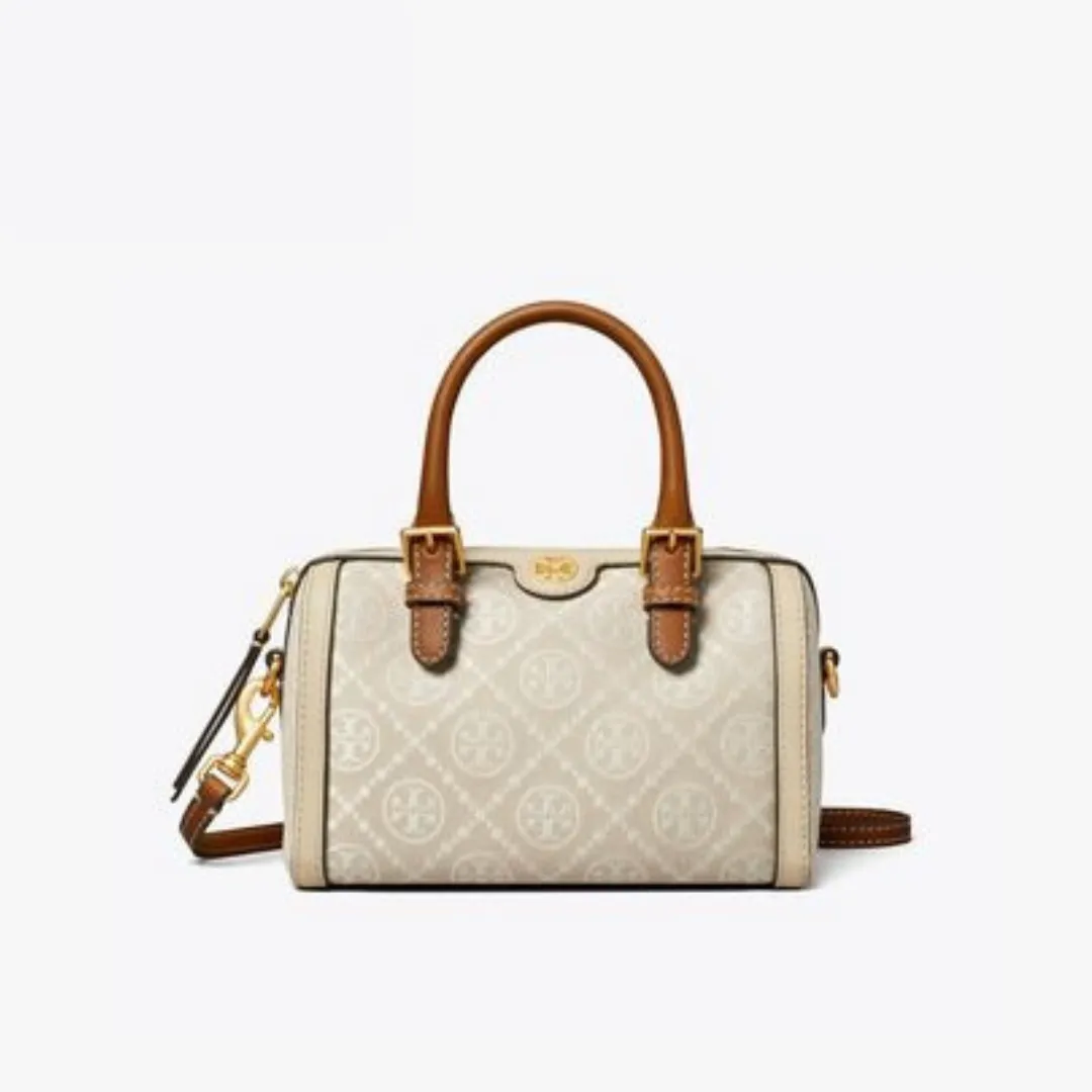 T.O.R.Y. B.U.R.C.H. MINI T MONOGRAM BARREL BAG