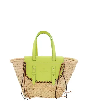 Tropicana Straw And Leather Tote Bag