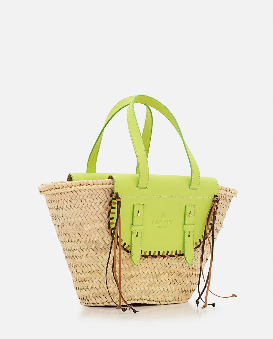 Tropicana Straw And Leather Tote Bag