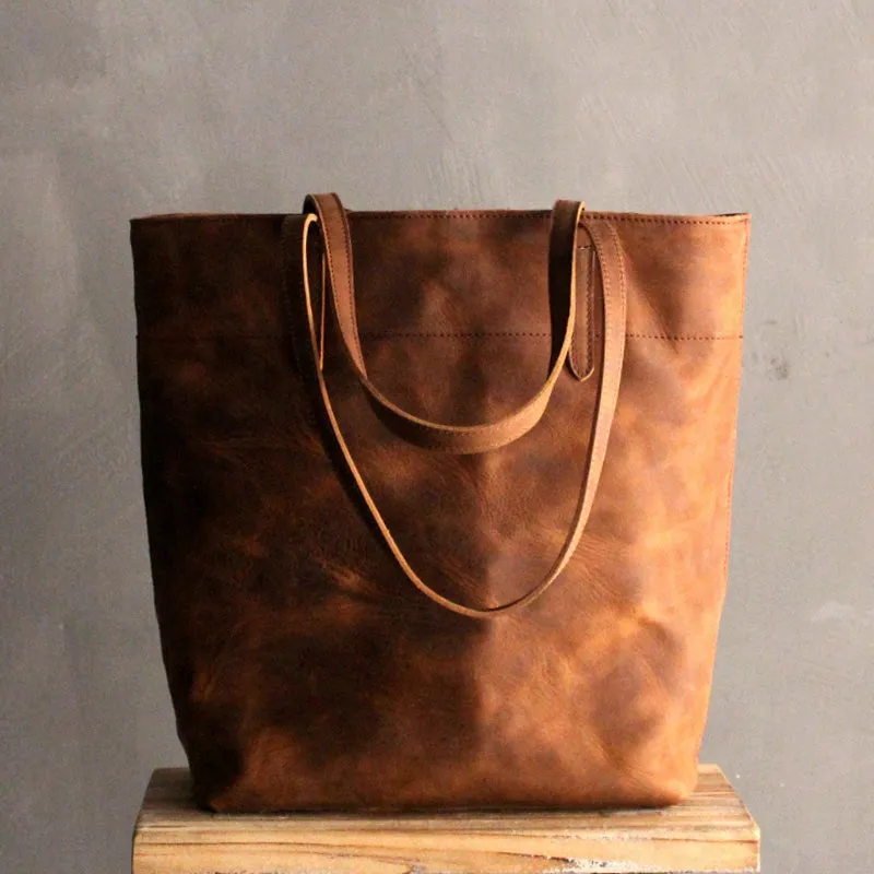 Vintage LEATHER WOMENs Large Tote Bag Work Tote Purse FOR WOMEN