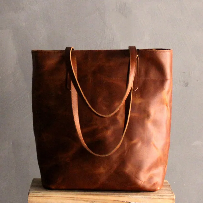 Vintage LEATHER WOMENs Large Tote Bag Work Tote Purse FOR WOMEN