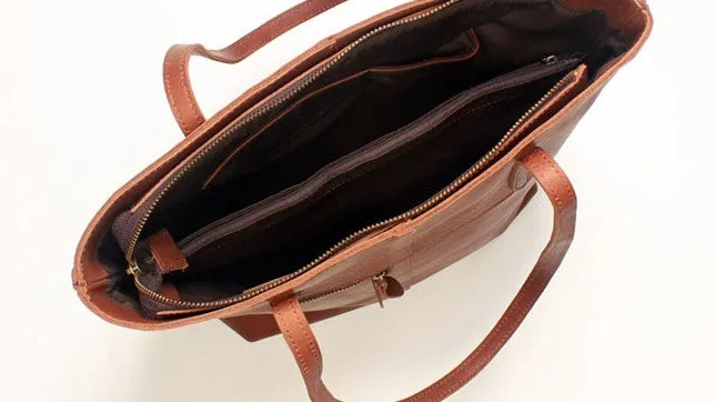 Vintage LEATHER WOMENs Large Tote Bag Work Tote Purse FOR WOMEN