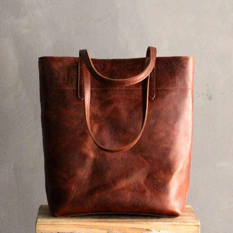 Vintage LEATHER WOMENs Large Tote Bag Work Tote Purse FOR WOMEN