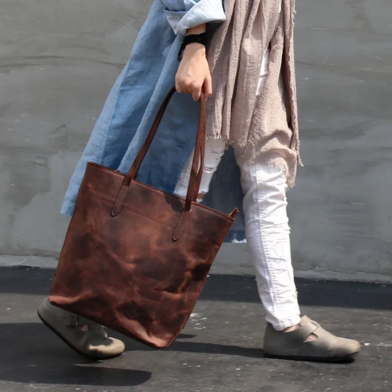 Vintage LEATHER WOMENs Large Tote Bag Work Tote Purse FOR WOMEN