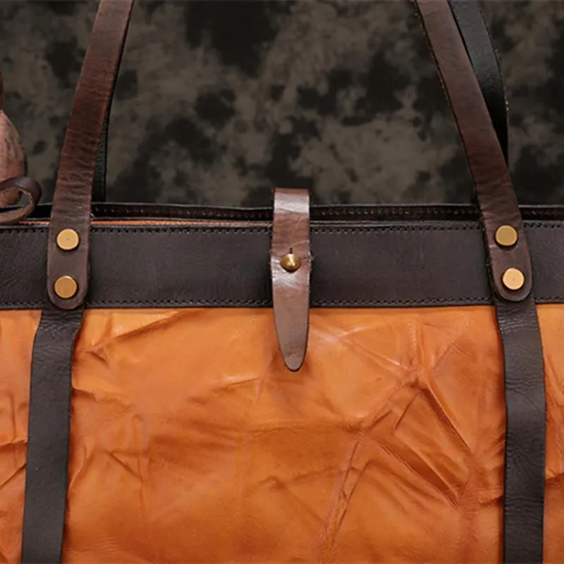 Vintage Womens Brown Leather Tote Purse Large Brown Shoulder Tote Purse for Ladies
