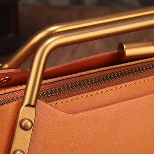 Vintage WOmens Tan Leather Handbag Purse Shoulder Tote Handbags Crossbody Bags for Ladies