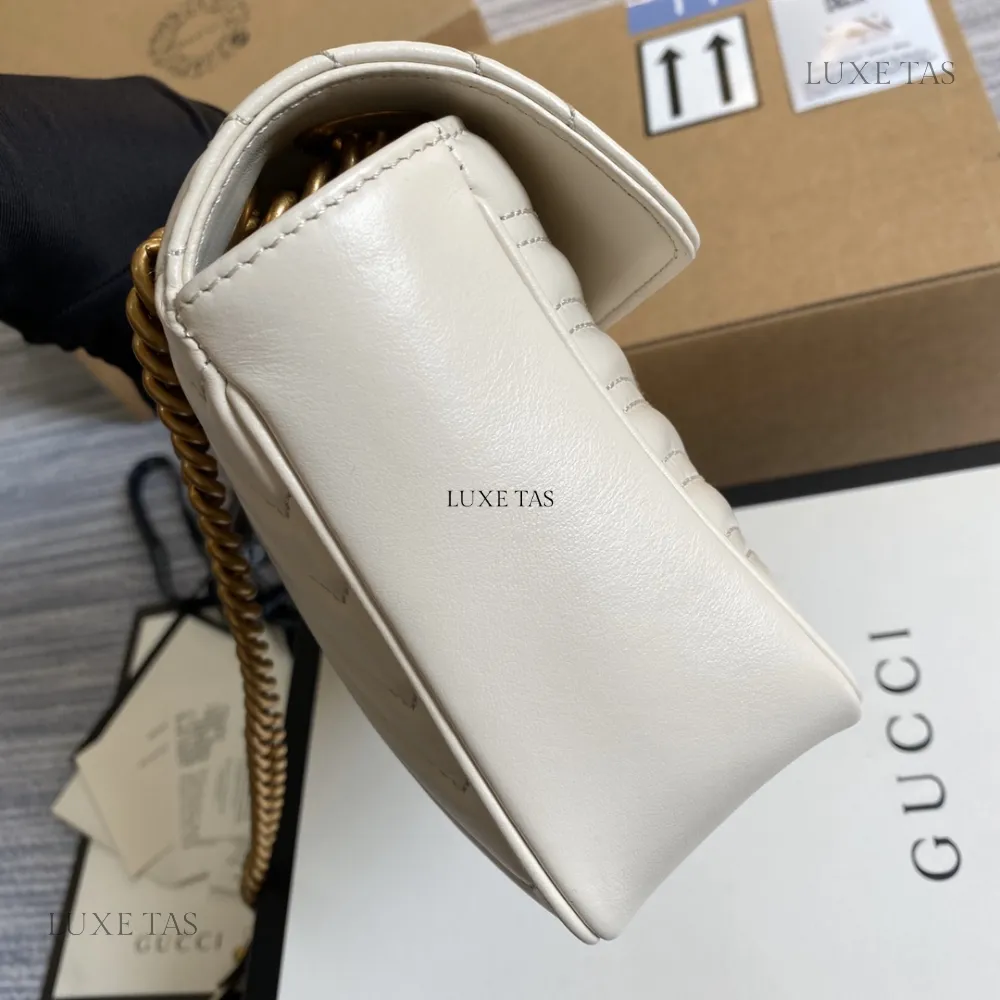 White Matelass Leather GG Marmont Small Shoulder Bag Leather Shoulder Bag for Women