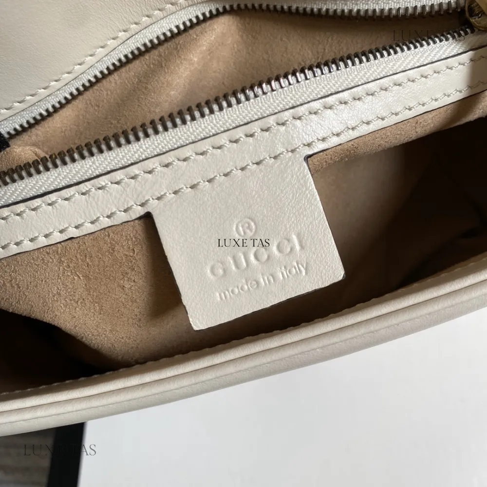 White Matelass Leather GG Marmont Small Shoulder Bag Leather Shoulder Bag for Women