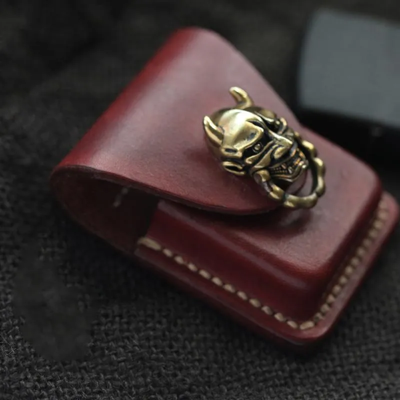 Wine Red Leather Mens Zippo Lighter Cases With Belt Loop Cool Zippo Lighter Holders For Men