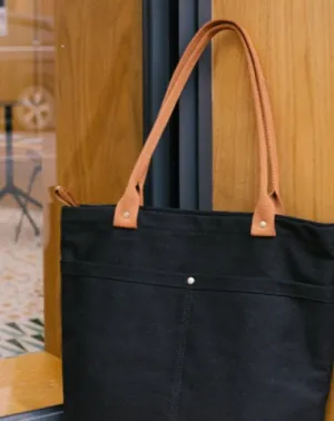 Women Black&Khaki Canvas Shopper Tote Bags Canvas Tote Shoulder Bag Handbag for Mens