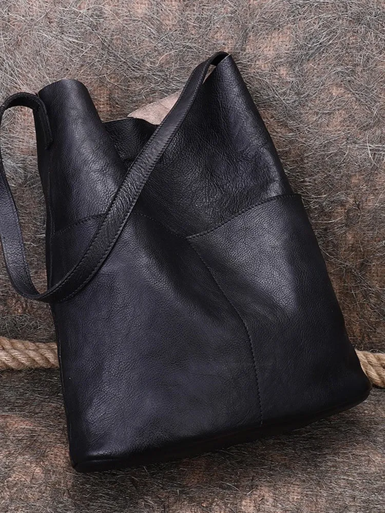 Womens Leather Tote Bags Vertical Womens Coffee Handbag Shopper Bag Purse for Ladies